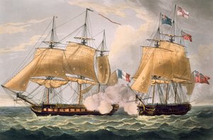 La captura de La Clorinde, 26 de febrero de 1814, grabado por Thomas Sutherland para 